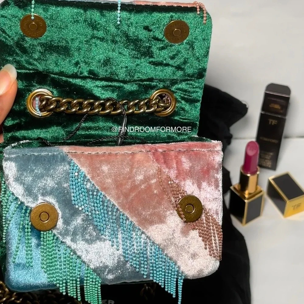 Kurt Geiger Kensington Nano Fringes Velvet Crossbody - Picture 10 of 17